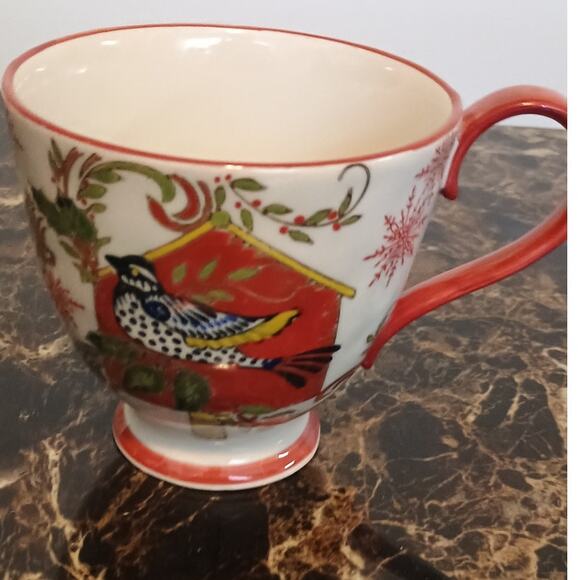Preowned Creative Co-op Kate Mc Rostie Bird & Snowflake Coffee/ Mug - 16oz - Picture 1 of 5